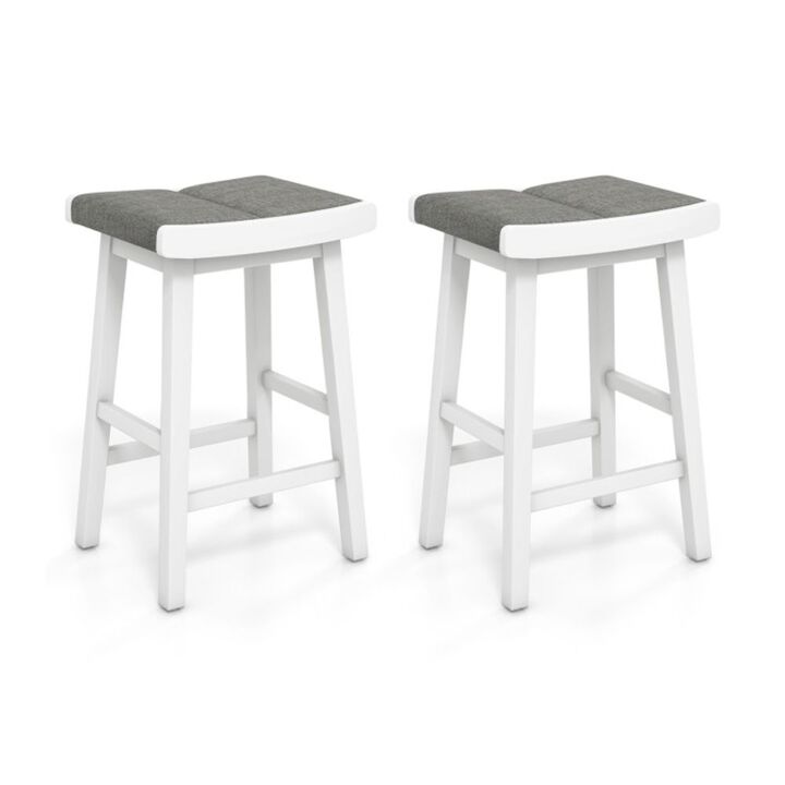 Hivago 2 Pieces Upholstered Saddle Barstools with Padded Cushions