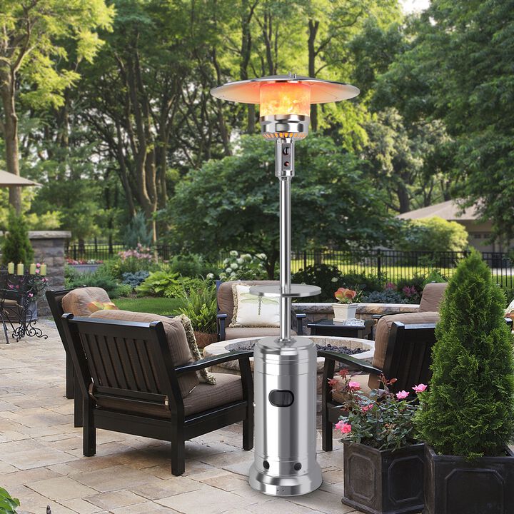Outdoor Heater Propane Standing LP Gas Steel with Table & Wheels