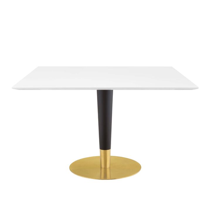 Modway - Zinque 47" Square Dining Table Gold White