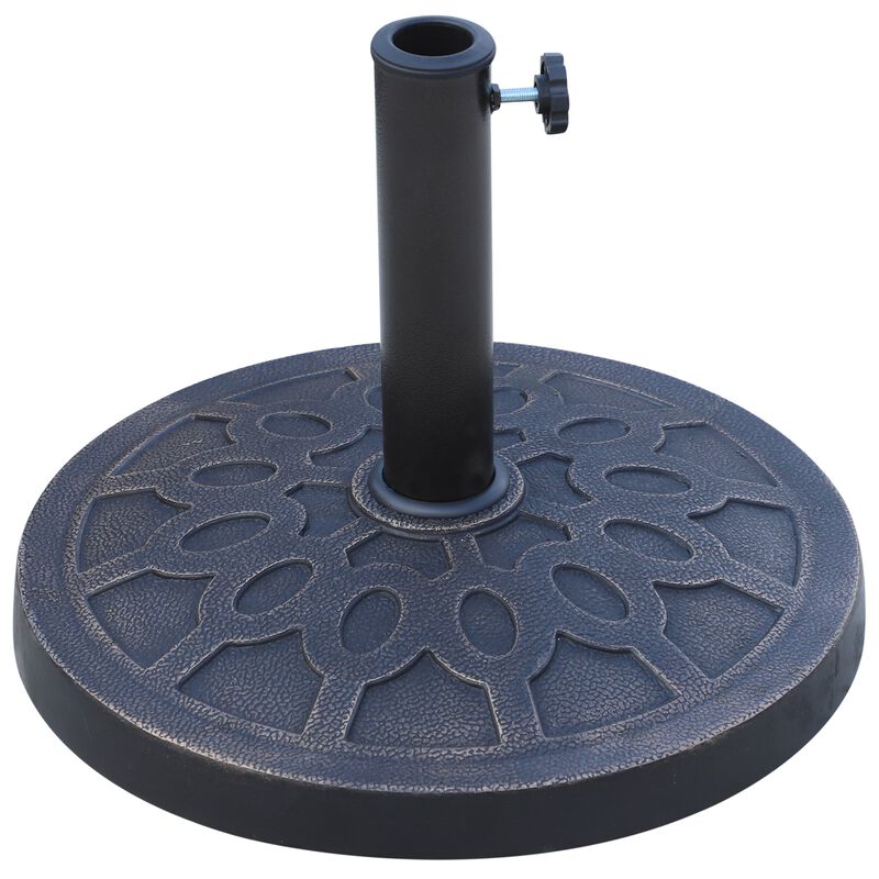 18" 26.4 lbs Round Resin Umbrella Base Stand Market Parasol Holder with Beautiful Decorative Pattern & Easy Setup, for Î¦1.5" Pole, Bronze