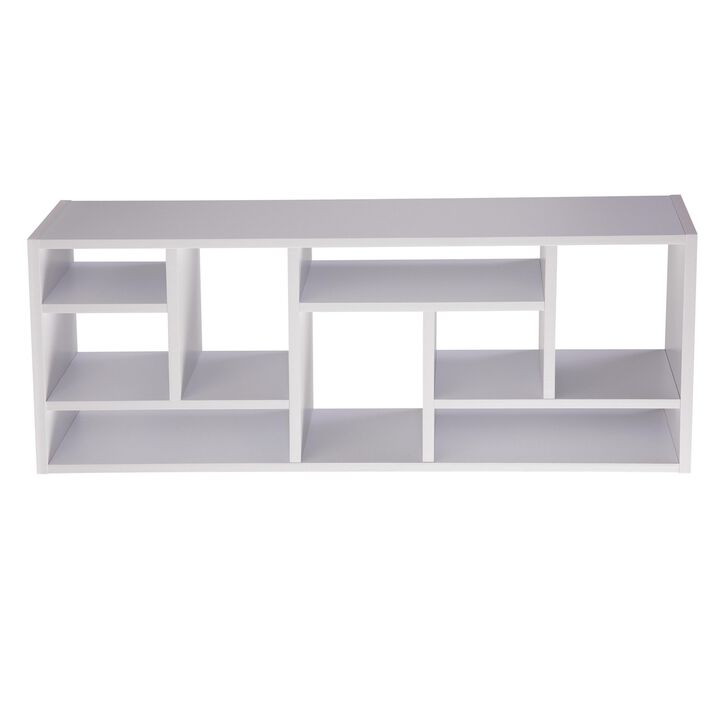 Asa 71 Inch Modern Display Bookshelf, 9 Multi Level Shelves, White Finish-Benzara