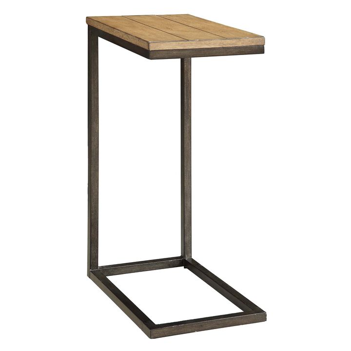 Homezia 25" Black And Oak Solid Wood Rectangular End Table