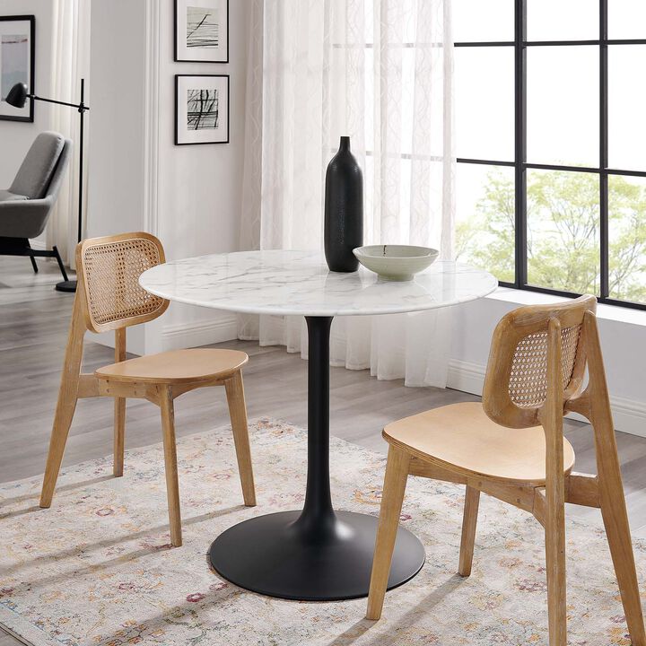 Modway - Lippa 40" Round Artificial Marble Dining Table Black White