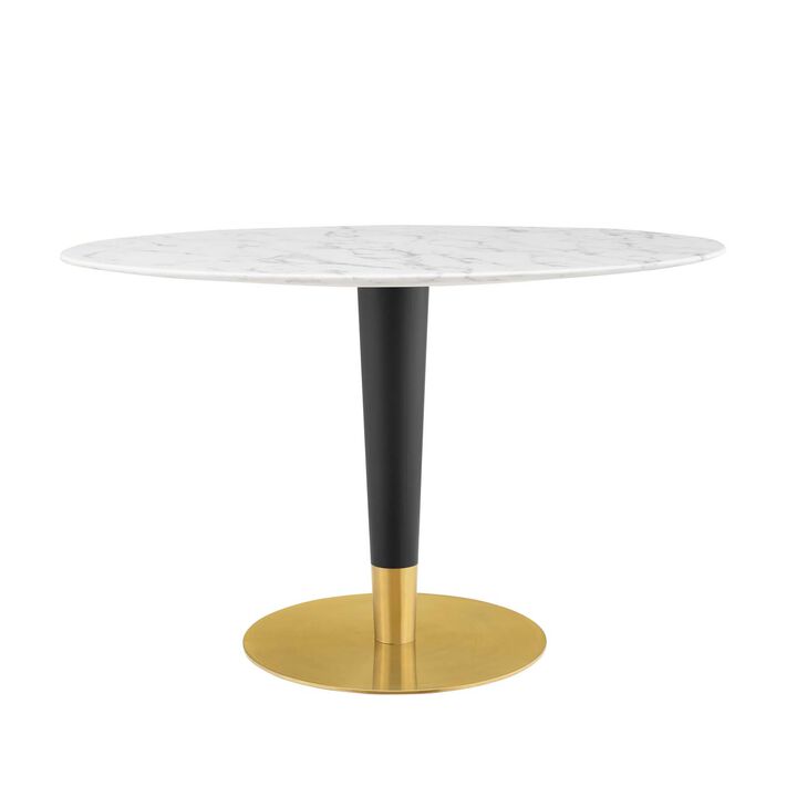 Modway - Zinque 48" Oval Artificial Marble Dining Table Gold White