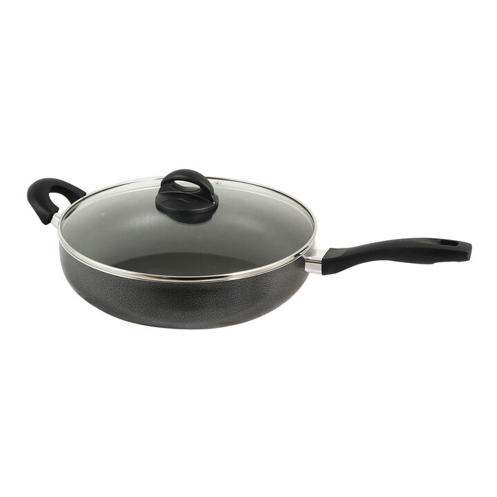 Oster Clairborne 12 Inch Aluminum Saute Pan with Lid in Charcoal Grey