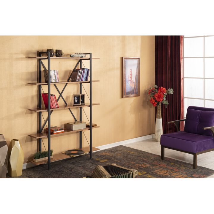 Lissandra 5 Tier Solid Wood Bookcase