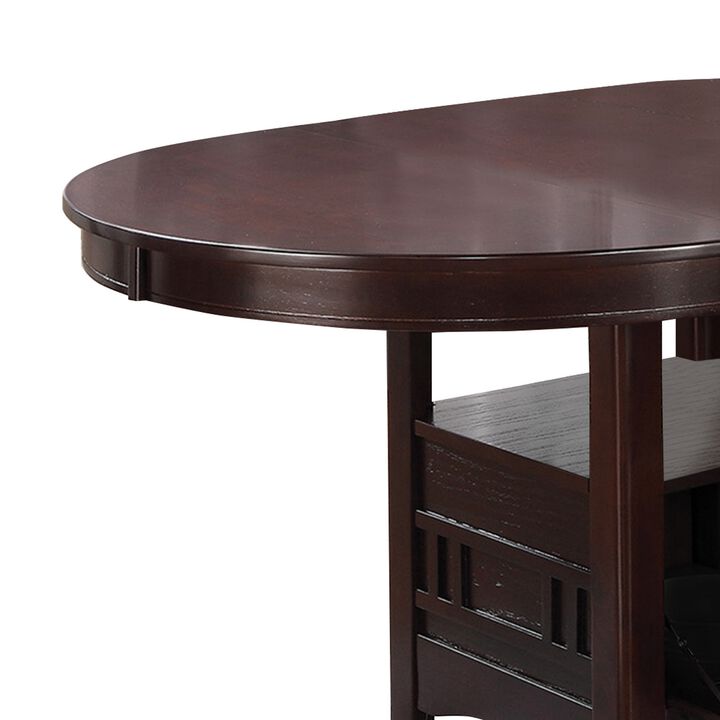 Wooden Dining Table With Storage Compartment, Espresso Brown-Benzara