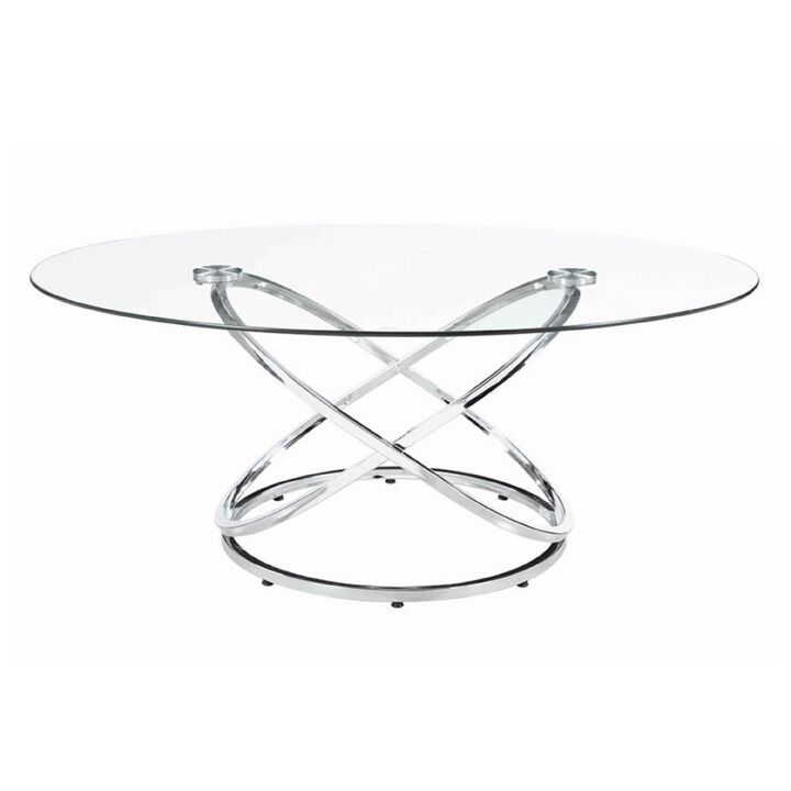 Modern 3 Piece Coffee Table Set with 2 End Tables, Glass Tabletop, Chrome-Benzara
