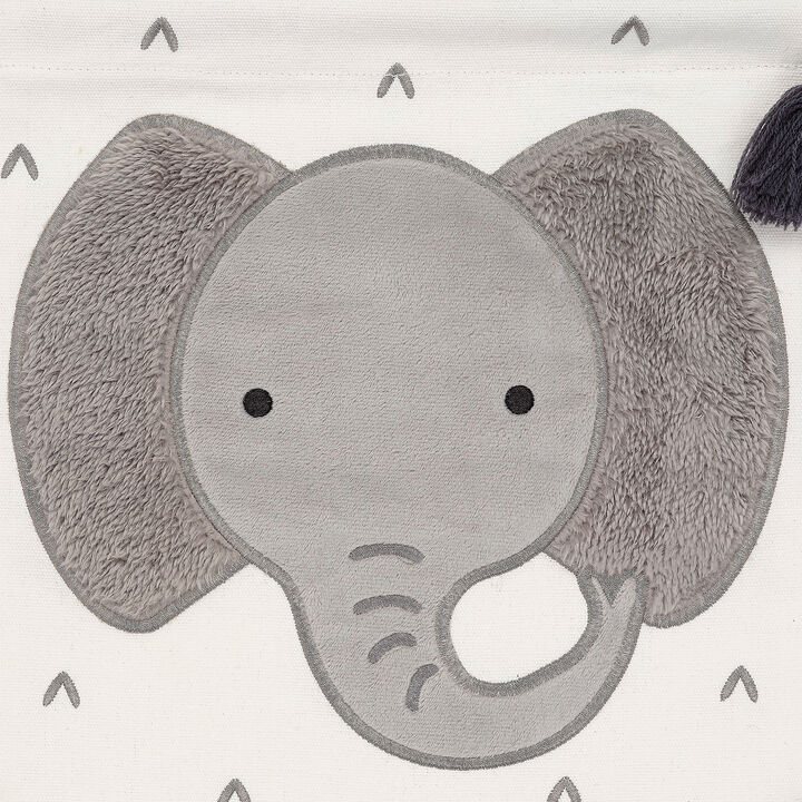 Lambs & Ivy Elephant Canvas Banner Nursery Wall Art / Wall Hanging - White/Gray