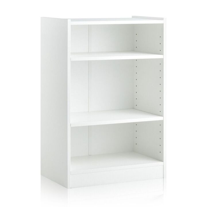 Hivago 3-Tier Bookcase Open Display Rack Cabinet with Adjustable Shelves-White