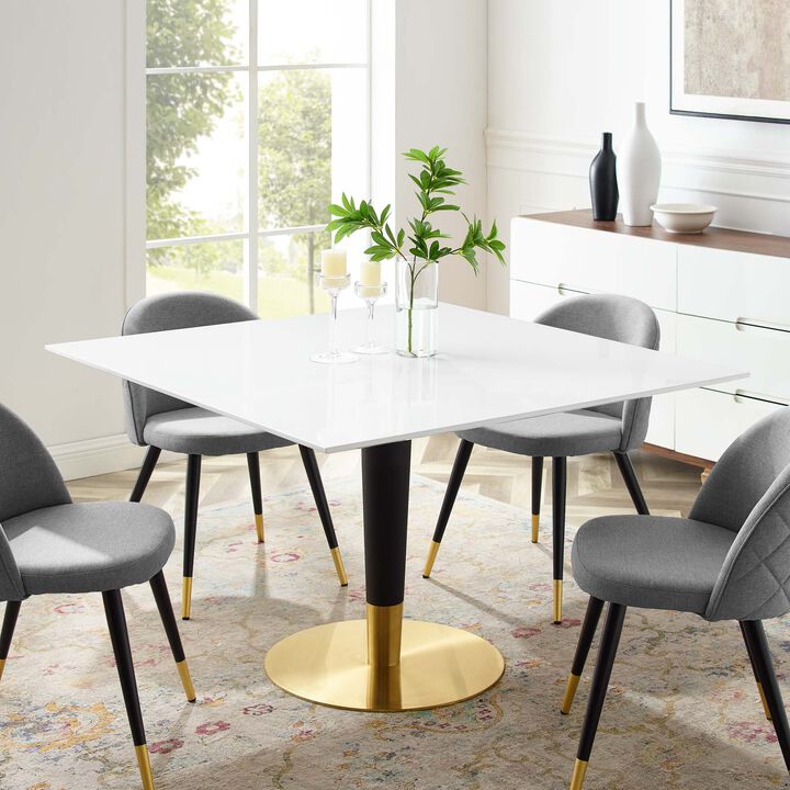 Modway - Zinque 47" Square Dining Table Gold White