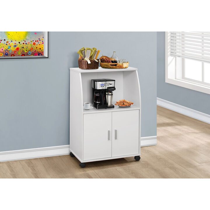 Monarch Specialties I 3139 Kitchen Cart, Rolling Mobile, Storage, Utility, Laminate, White, Contemporary, Modern