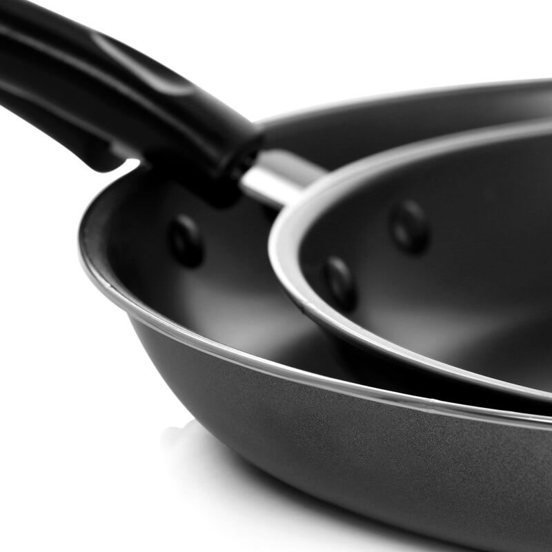 Gibson Everyday Highberry 2 Piece 12in and 10in Frying Pan Set in Metallic Grey
