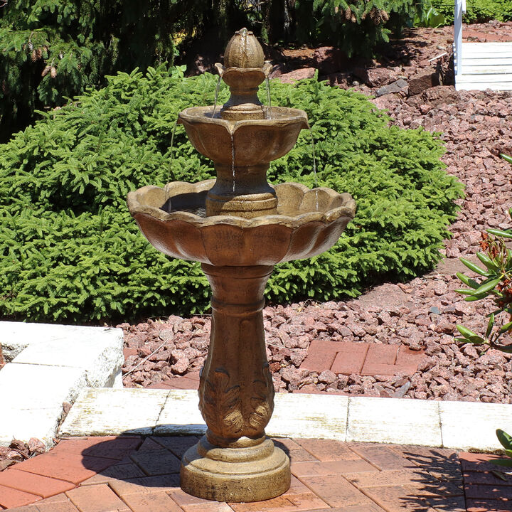 Sunnydaze Blooming Flower Resin Outdoor 2-Tier Water Fountain