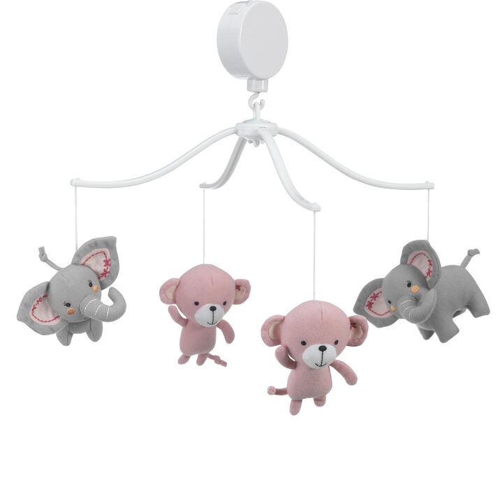 Bedtime Originals Twinkle Toes Musical Baby Crib Mobile - Pink, Gray, Animals