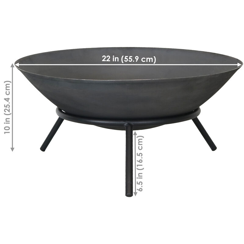 Sunnydaze 22 in Raised Cast Iron Fire Pit Bowl with Stand