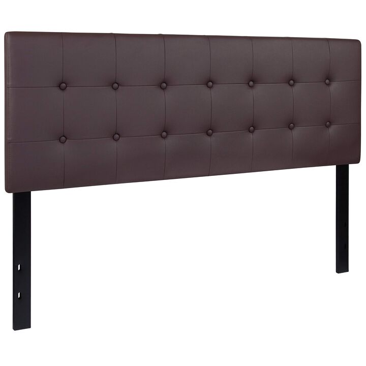 Flash Furniture Lennox Tufted Upholstered Queen Size Headboard in Brown Vinyl