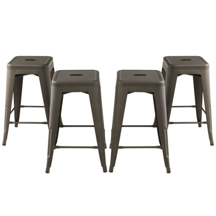 Hivago 24 Inch Set of 4 Counter Height Barstool Stackable Chair