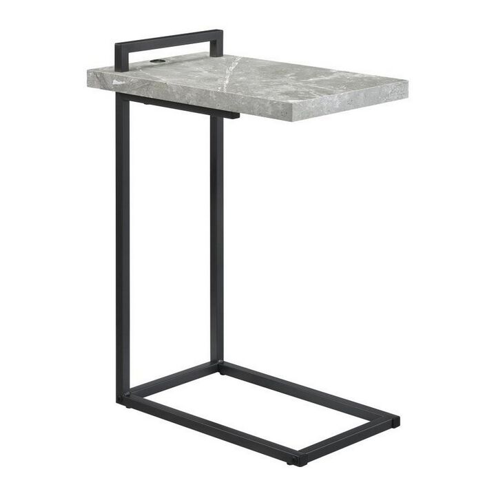 Side Table with Plugin and Cantilever Base, Gray-Benzara