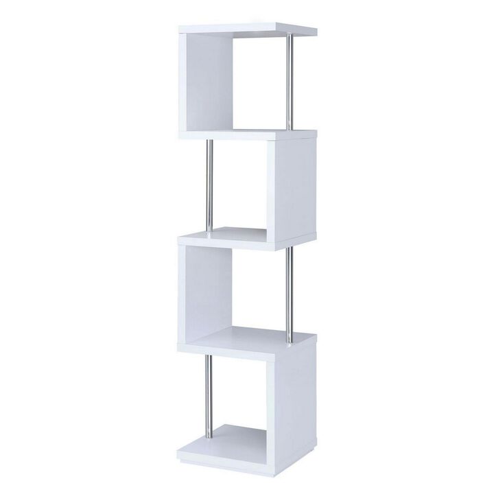 Modern Four Tier Wood And Metal  Bookcase