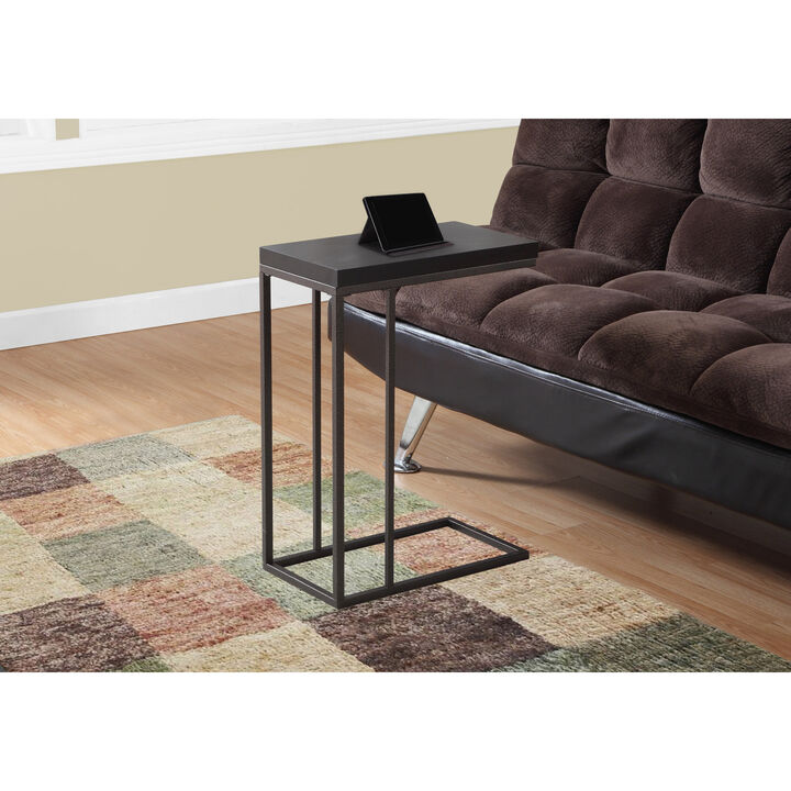 Monarch Specialties I 3088 Accent Table, C-shaped, End, Side, Snack, Living Room, Bedroom, Metal, Laminate, Brown, Contemporary, Modern