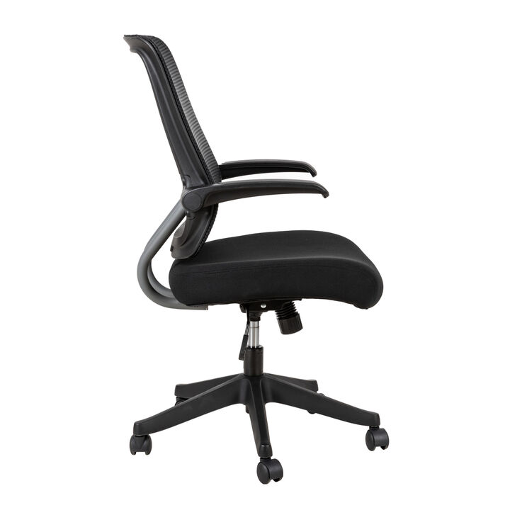 Mid task office chair with flip up arms, tilt angle max to 105, 300 lbs, Black