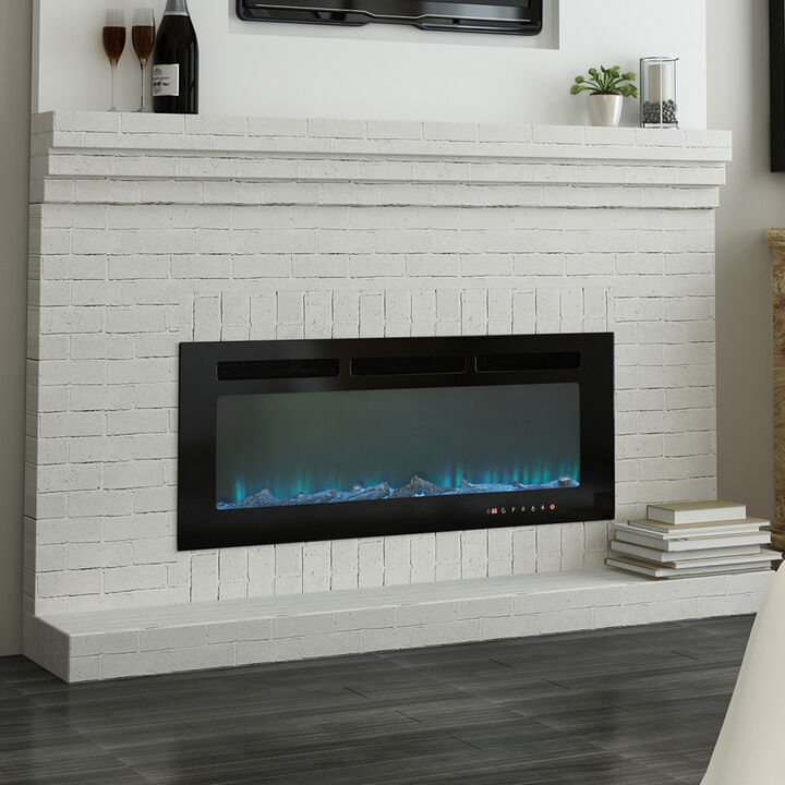 MONDAWE 42" Recessed Wall-Mounted Electric Fireplace 5000 BTU Heater with Remote Control