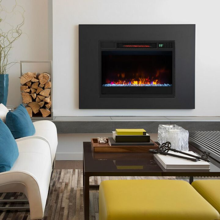Hivvago 23 Inch 1500W Recessed Electric Fireplace Insert with Remote Control-Black