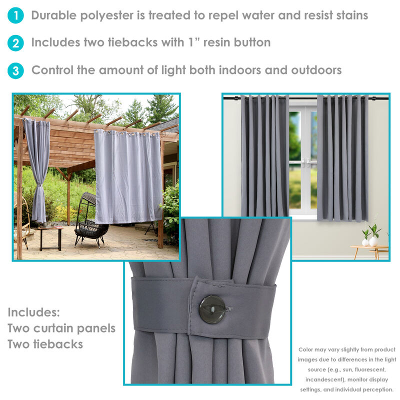 Sunnydaze Outdoor Blackout Curtain Panel - 100 in x 84 in