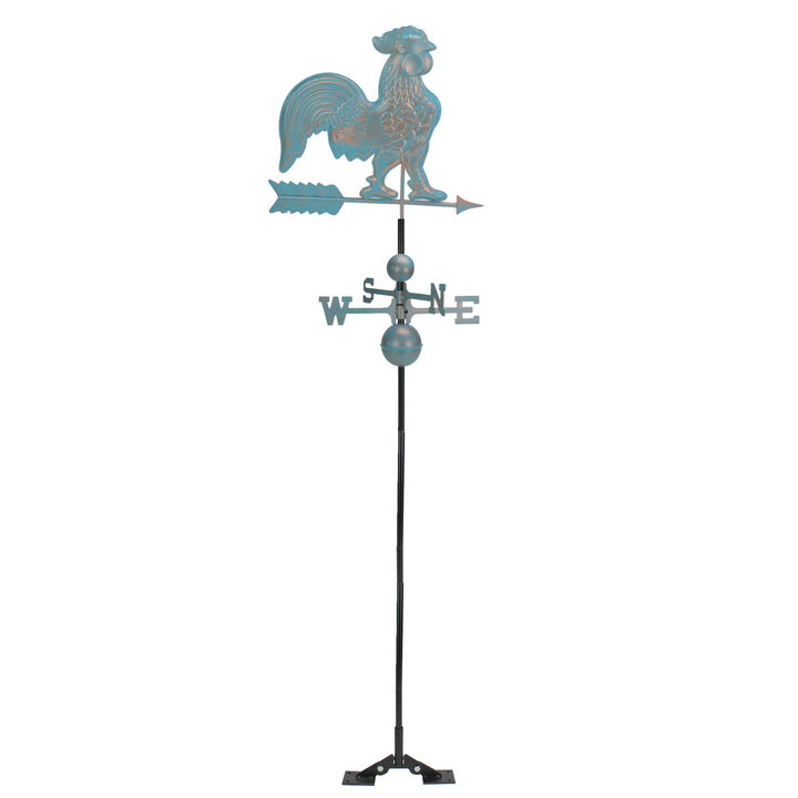 3' Weathered Patina Polished Rooster Outdoor Patio Weathervane