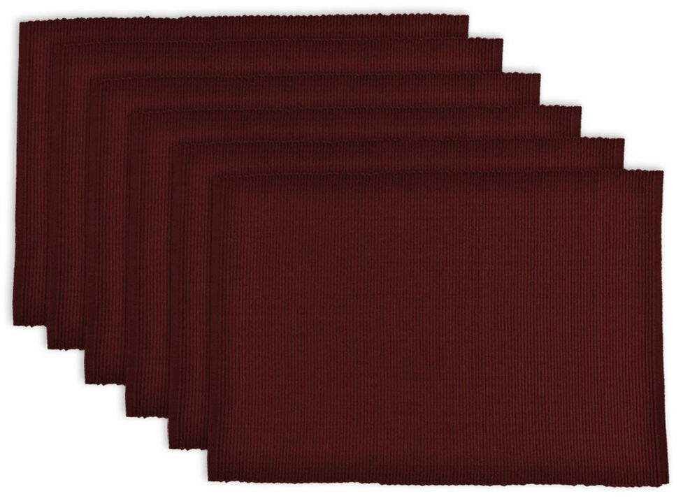 Set of 6 Wine Red Ribbed Placemats 19” x 13"