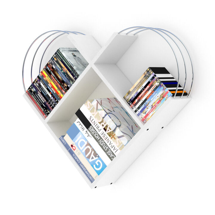 Case Heart Design Wood Base Metal Accessories Bookshelf