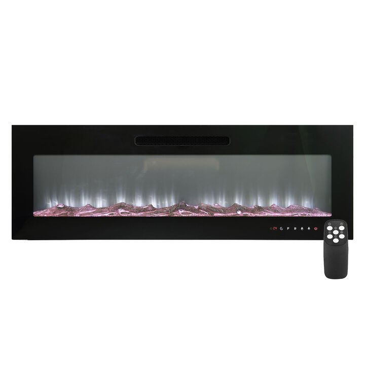 MONDAWE 60" Recessed Wall-Mounted Electric Fireplace 5000 BTU Heater with Remote Control
