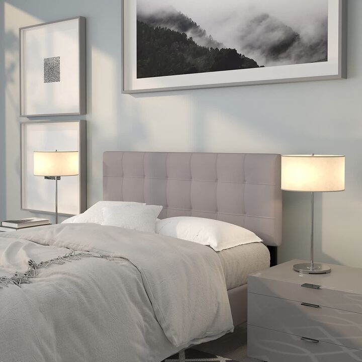 Flash Furniture Bedford Tufted Upholstered Full Size Headboard in Light Gray Fabric