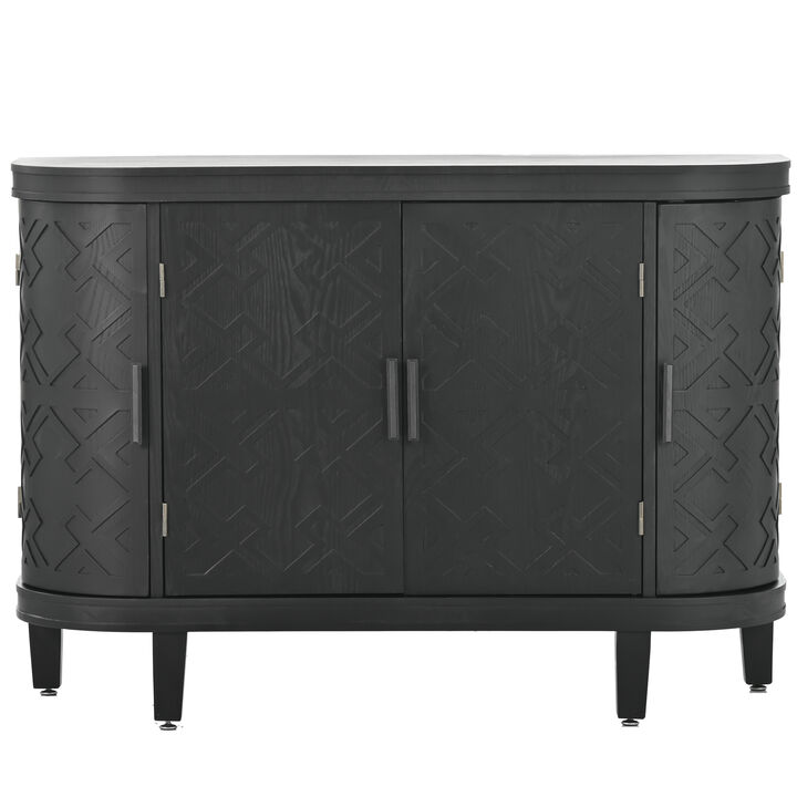 Merax Accent Storage Cabinet Sideboard Wooden Cabinet with Antique Pattern Doors for Hallway