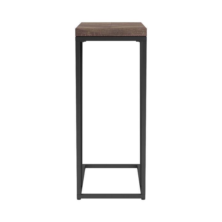 Accent Table with Chevron Pattern Top, Brown-Benzara