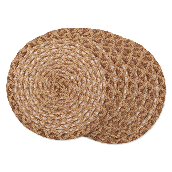 Set of 6 Brown Woven Round Decorative Placemats  15"