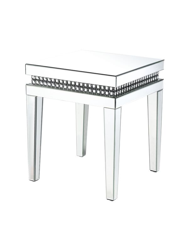 Homezia 24" Silver Mirrored Square End Table