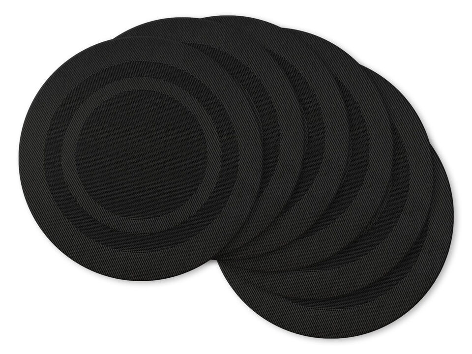 Set of 6 Black Round Doubleframe Placemats 14"