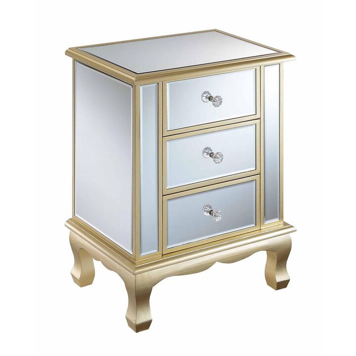 Convenience Concepts Gold Coast Vineyard 3 Drawer Mirrored End Table
