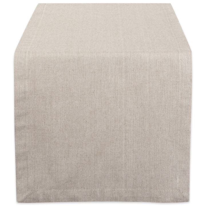108" Stone Brown Solid Woven Chambray Table Runner