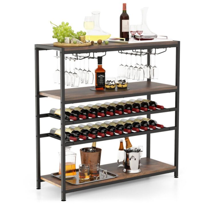 Hivvago 5-tier Wine Rack Table with Glasses Holder