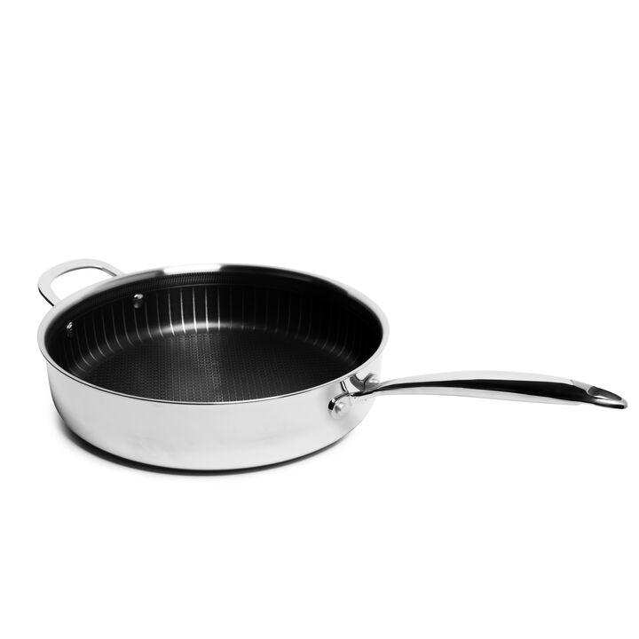 Tri-ply Stainless Steel Diamond Nonstick 4.2 QT Saute Pan with Glass Lid