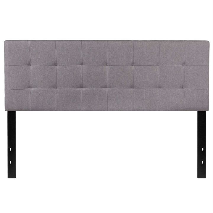 QuikFurn Queen size Modern Light Grey Fabric Upholstered Panel Headboard
