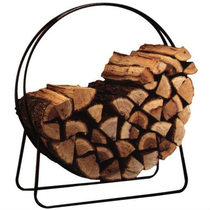 QuikFurn Round Circular 40-inch Steel Hoop Firewood Log Storage Rack