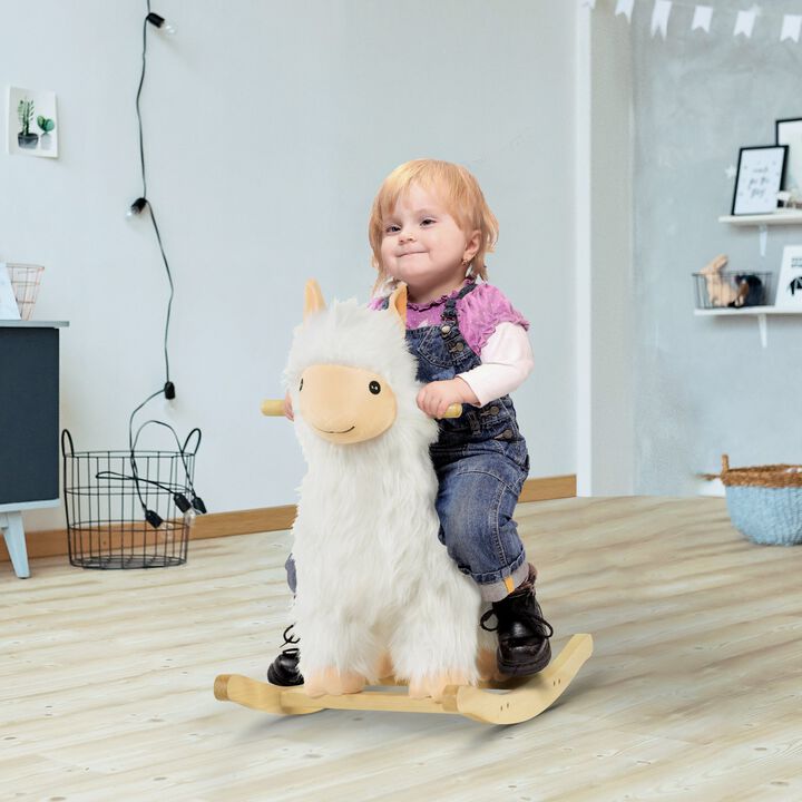 Kids Ride-On Rocking Horse Toy Llama Style Rocker Soft Plush Fabric for Children 18-36 Months