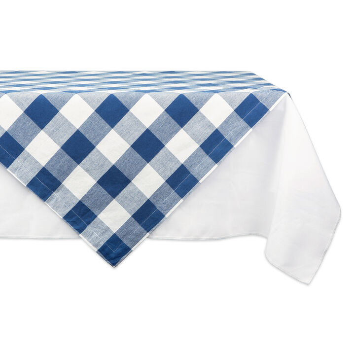 40" White and Navy Blue Buffalo Checkered Square Tablecloth