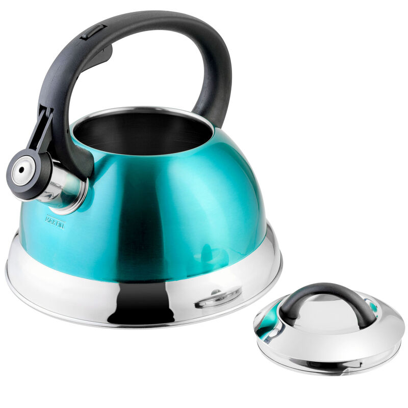 Mr. Coffee Flintshire 1.75 Quart Whistling Stovetop Tea Kettle in Turquoise