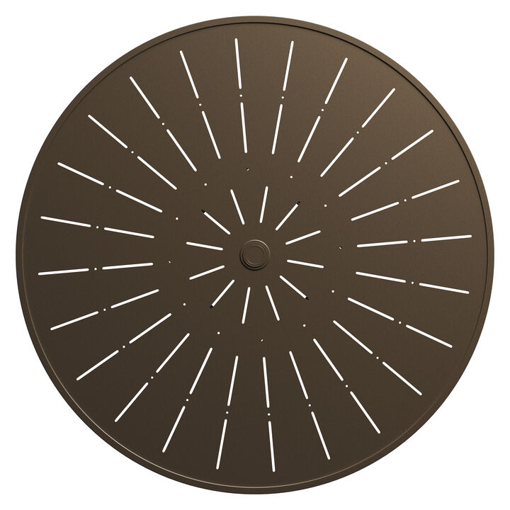 MONDAWE 48" Round Aluminum Outdoor Patio Dining Table with Umbrella Hole, Dark Brown