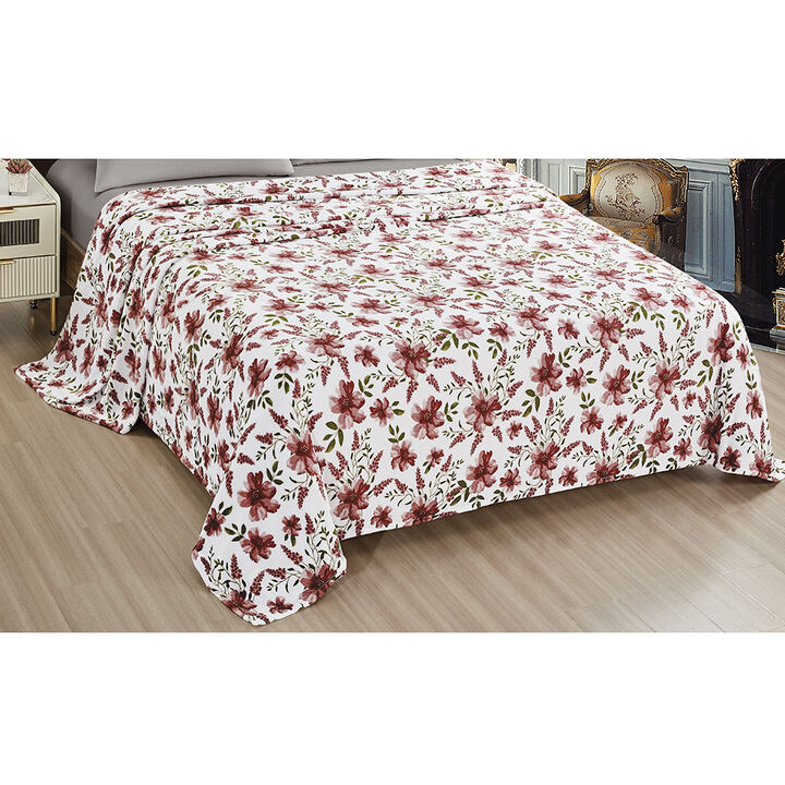 Plazatex Luxurious Ultra Soft Lightweight Rayla Printed Bed Blanket Floral 60" x 90"